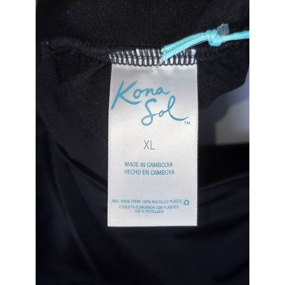 NWT Kona Sol Women's Black Asymmetrical Ruffle 1 Piece Swimsuit Size XL 1094 - Picture 10 of 11
